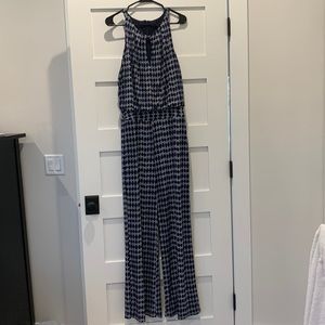 Brand new blue and white jumpsuit